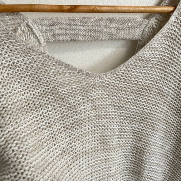 Oatmeal Colored Open Back Crewneck Sweater - Picture 2 of 5